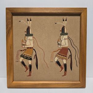 Native American Navajo Sand Painting Art Yei-Bei-Chai Dancers By Wilson Price